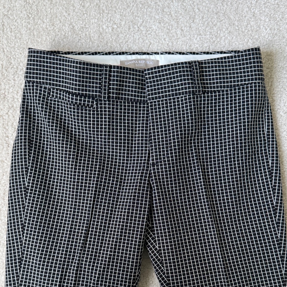 New with tag Banana Republic Black White Cream Grid Sloan Ankle Pants 00p XXSp